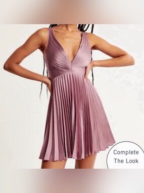 Abercrombie & Fitch Giselle Pleated Mini Dress, Dusty Rose Muave, Size LP